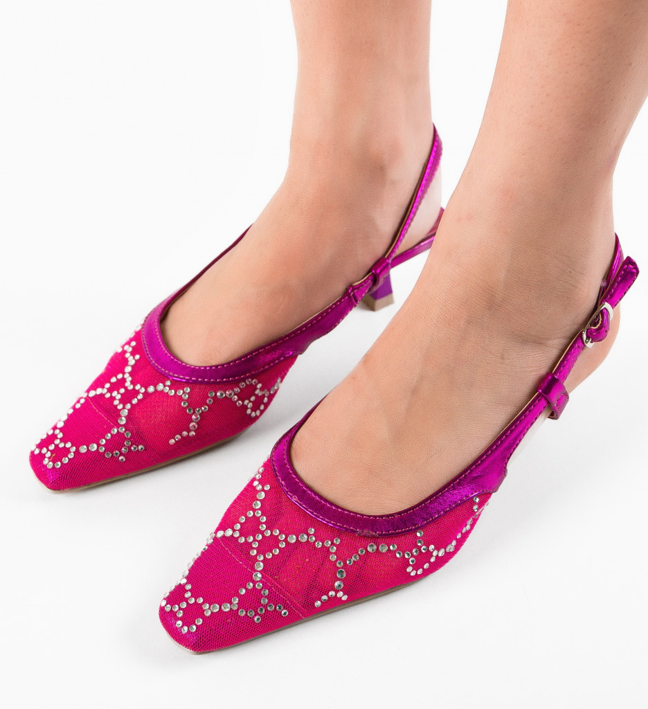 Pantofi Dama Fuchsia cu Model Pete Eleganți