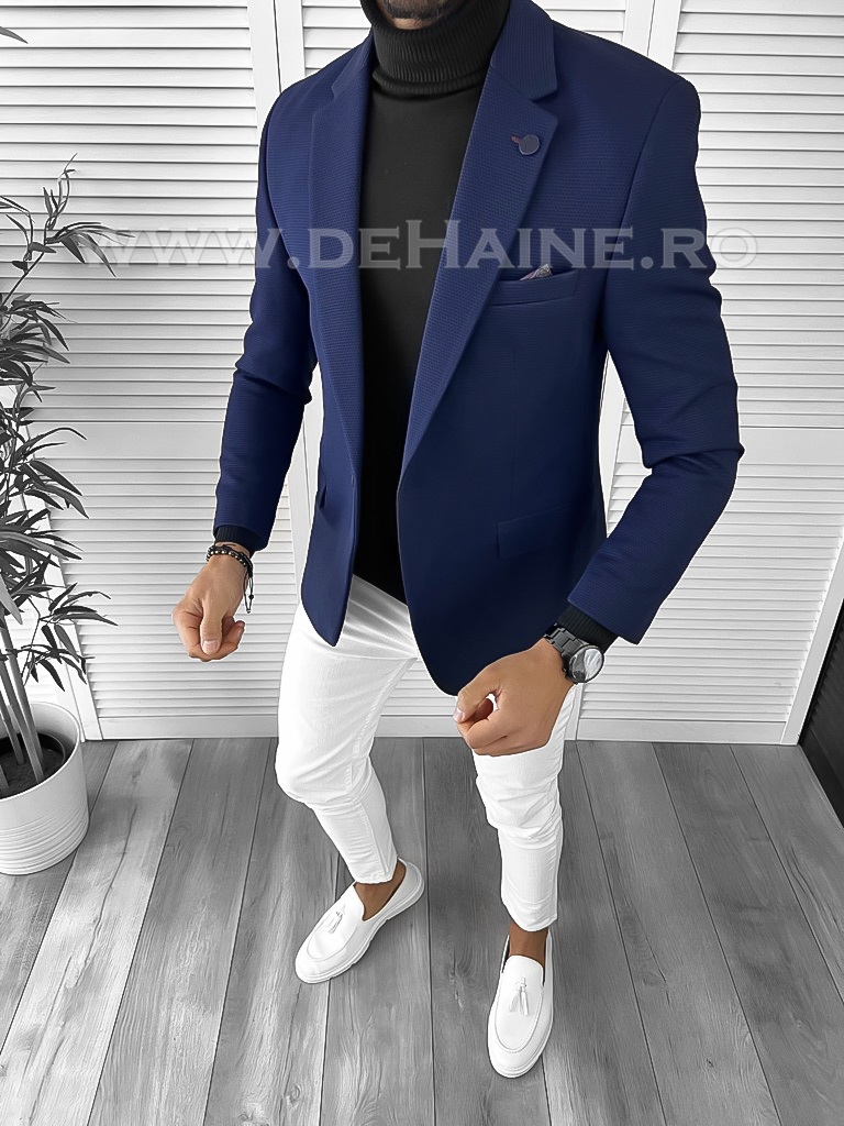 Sacou barbati slim fit bleumarin B9753 P18-1.1