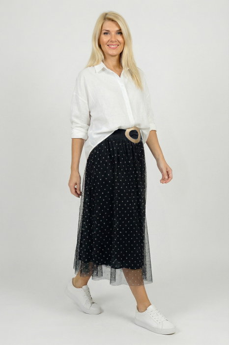 Fusta clos tulle neagra bulinute Shopika