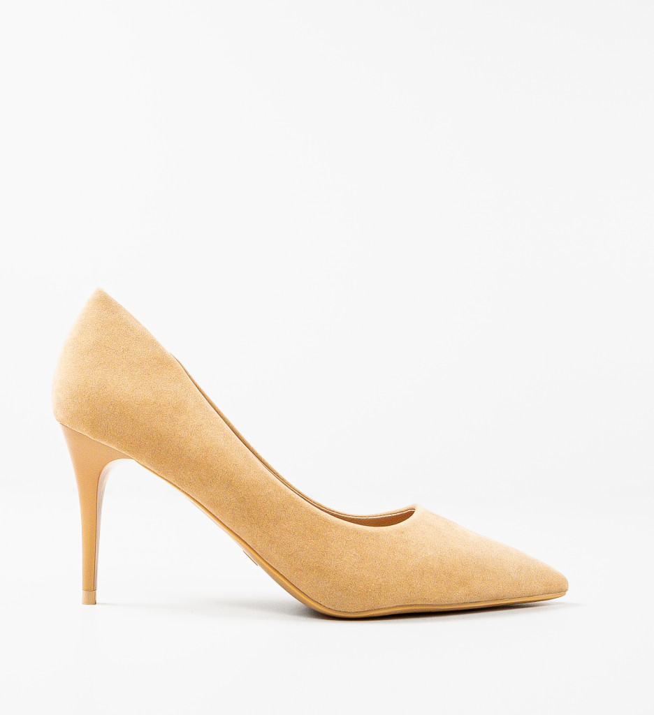 Pantofi Jayanta Bej Eleganți - Toc Comfort - imagine 2