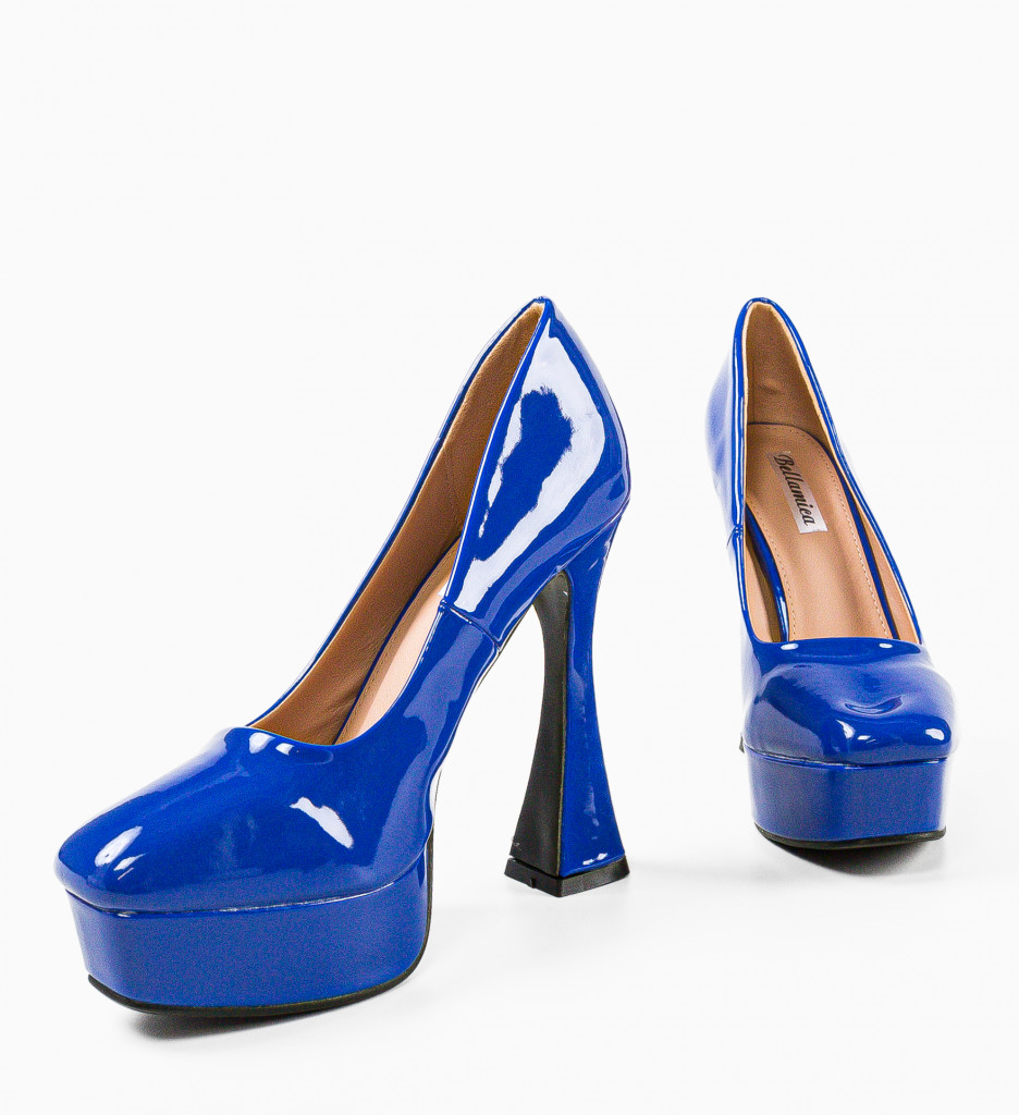 Pantofi Tiyam Albastri Eleganți cu Toc - imagine 5
