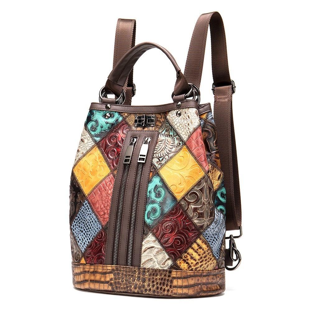 Rucsac dama Rina GT1040 din piele naturala multicolor Pfy