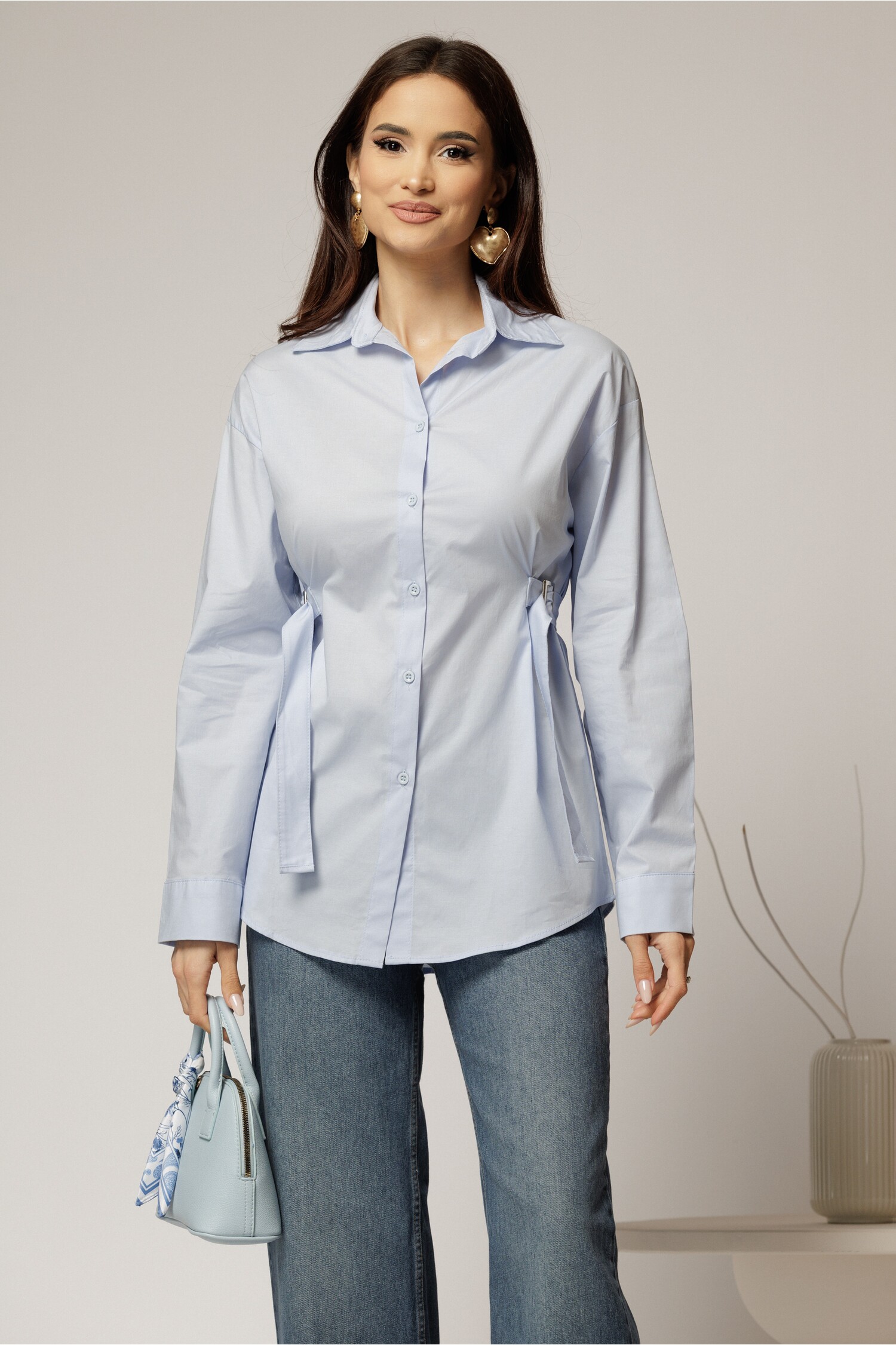 Cămăși Poplin Bleu Căi Lungi | Cămașă Casual