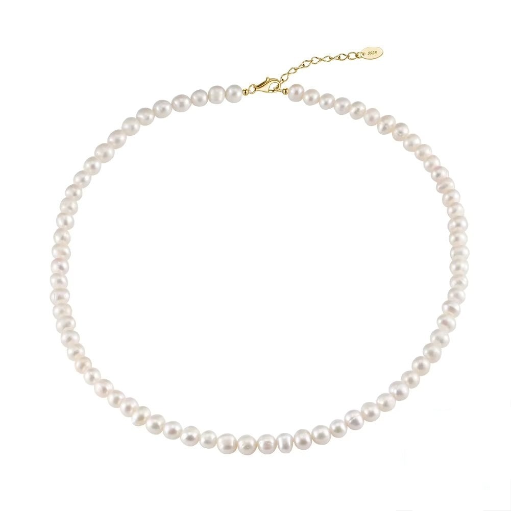 Lantisor Argint Delis Choker cu Perle Placat Aur