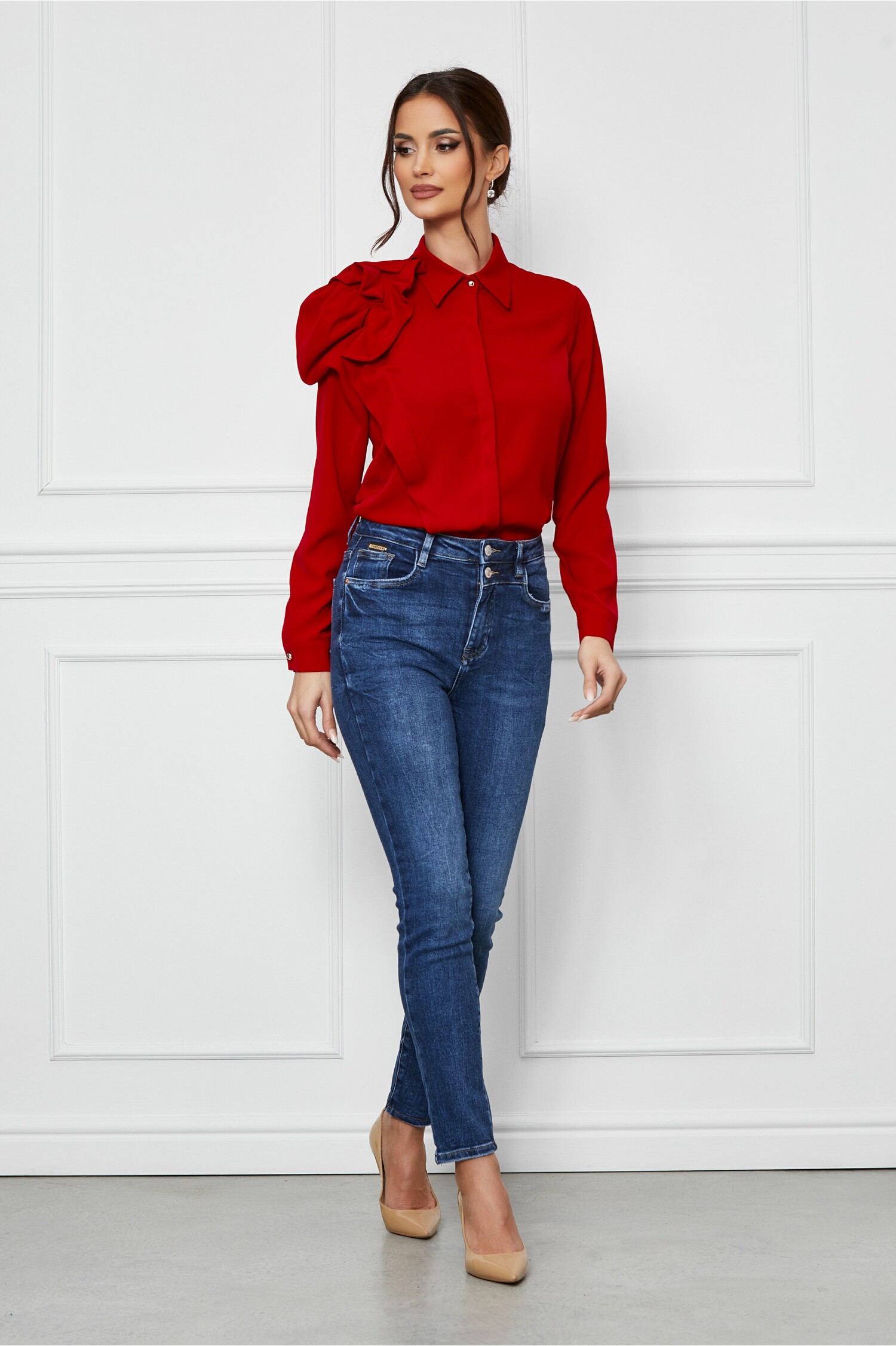 Blugi Skinny Talie Înaltă Sara - Albastru