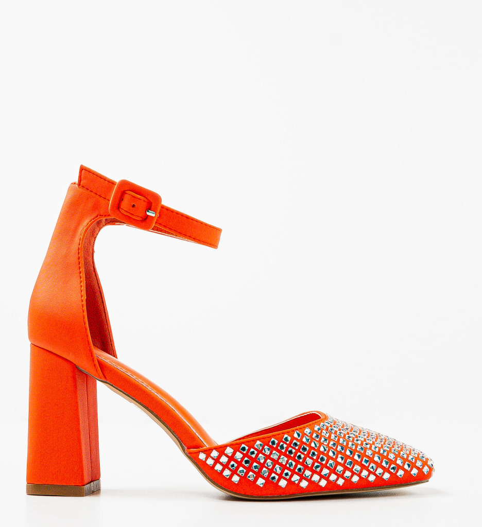Pantofi dama Seymour portocalii cu toc elegant - imagine 5