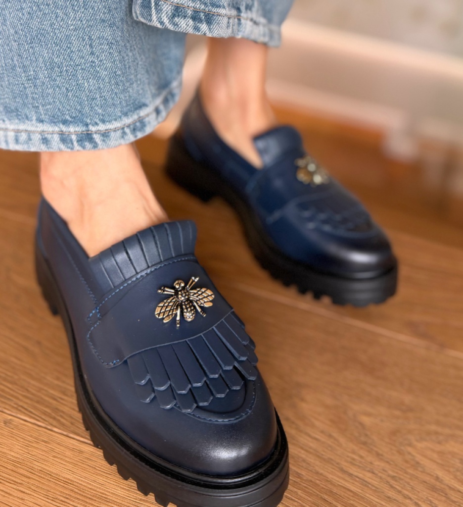 Pantofi Casual Dama Zenin Bleumarin Eleganți - imagine 3