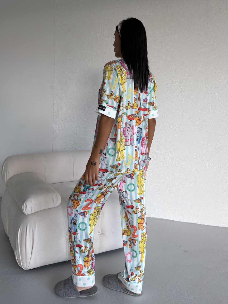 Set Pijama Dama 2 Piese Delis – Imprimeu Multicolor - imagine 4