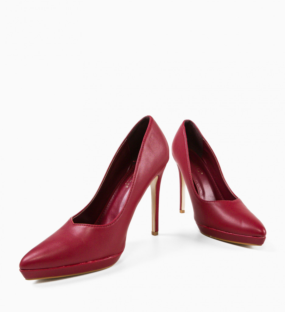 Pantofi Dama Grena cu Toc Eleganți - imagine 6