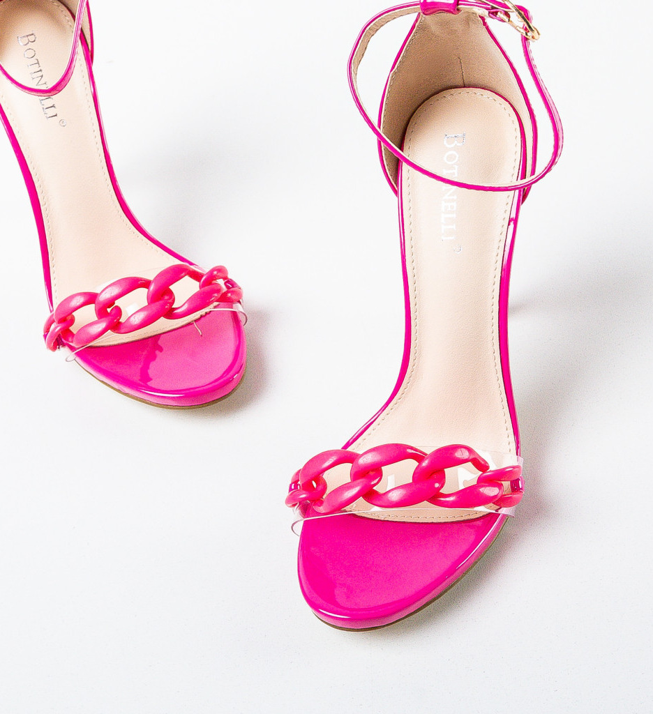 Sandale Dama Juyla Fuchsia cu Toc Elegant - imagine 5