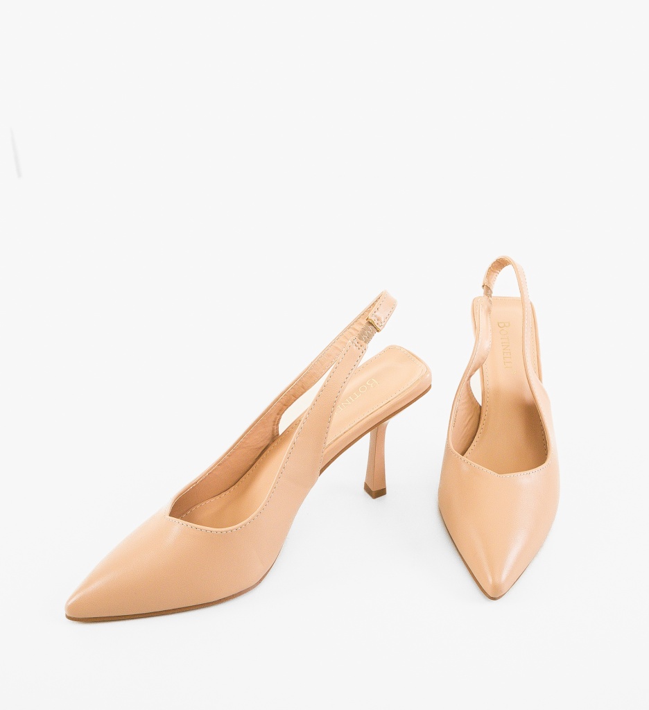 Pantofi dama Nude eleganți cu toc confortabil - imagine 4