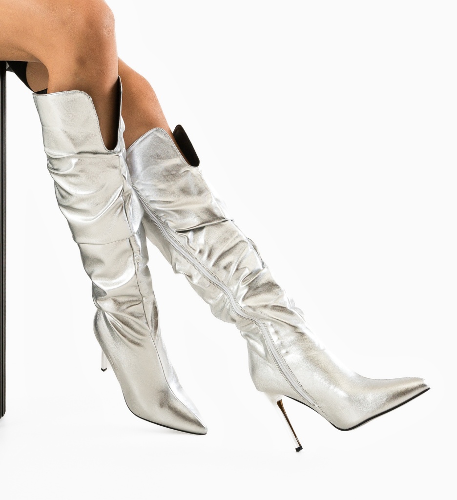 Cizme Dama Fanab Argintii - Eleganță și Stil - imagine 4