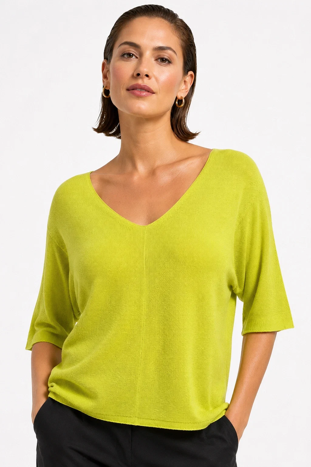 Bluza Tricotată Shopika | Mânecă Fluture Galben - imagine 2