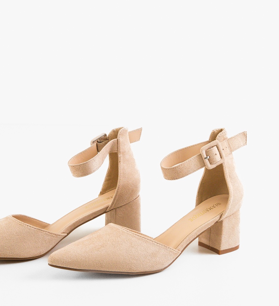 Pantofi dama Cain Bej eleganți cu toc - imagine 5