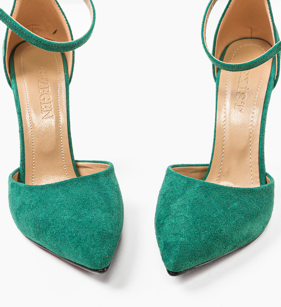 Pantofi Saloka Verzi cu Toc Eleganți - imagine 6