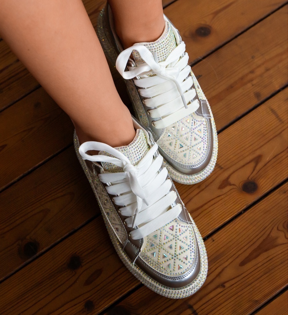 Sneakers Dama Trente Argintii | Sport & Eleganta - imagine 4