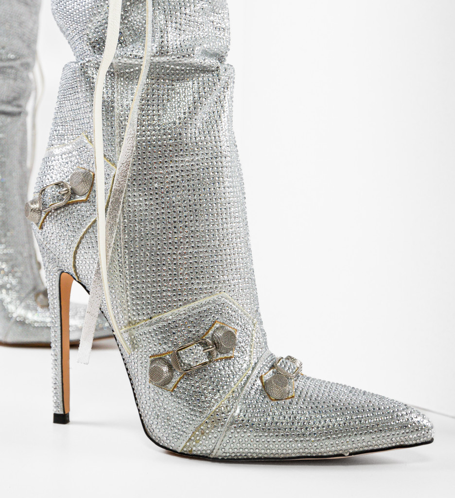 Cizme Dama Gavin Argintii - Eleganță și Stil - imagine 4