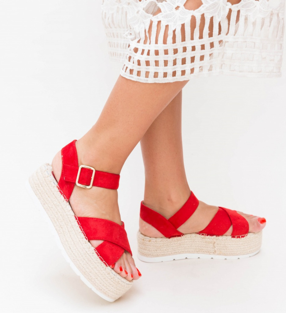 Sandale Platforma Rosii Daja | Stil si Confort - imagine 3