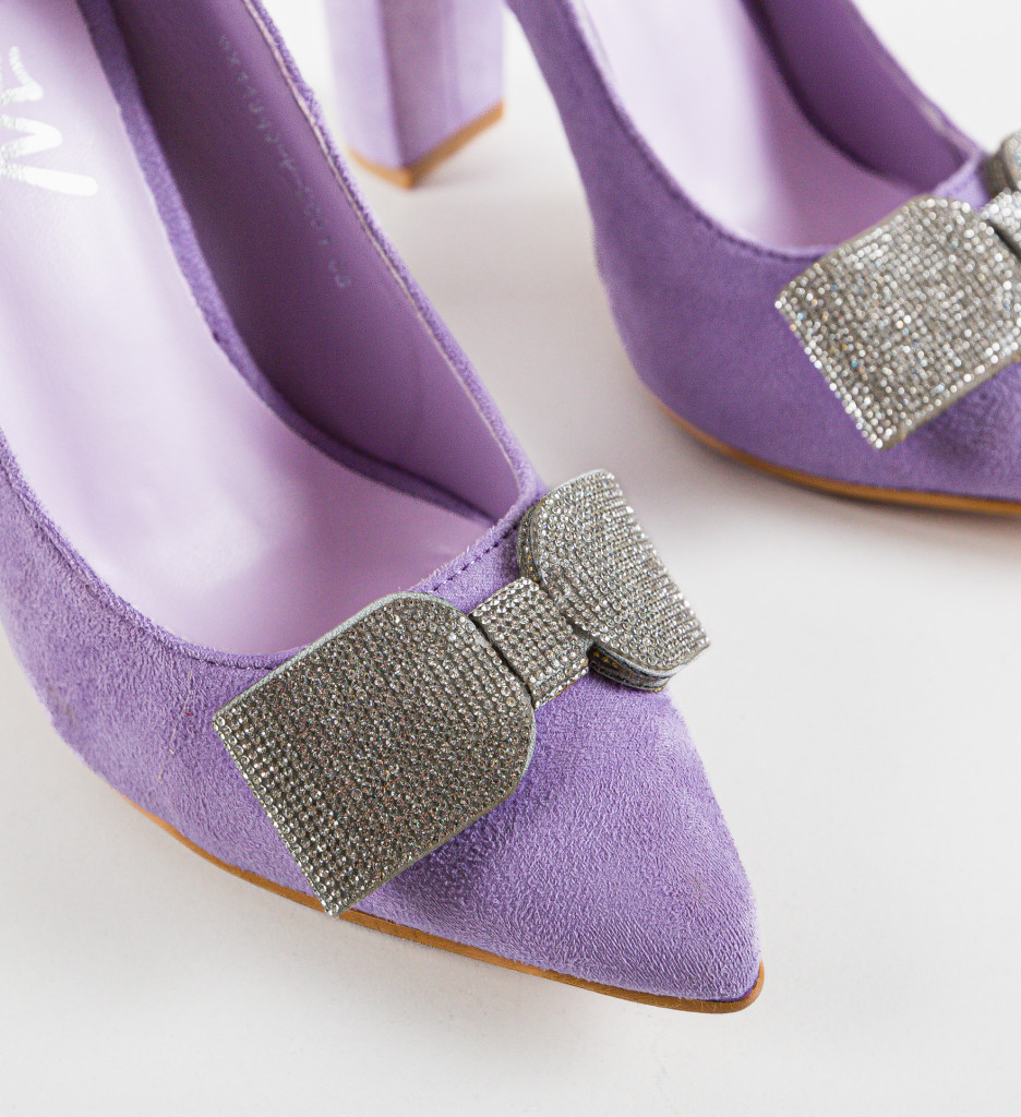Pantofi dama Lucky Mov | Eleganți cu Toc Confort - imagine 8