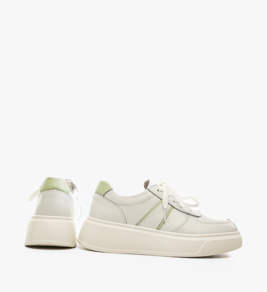 Sneakers Dama Briseis Albi din Piele Naturală - imagine 5