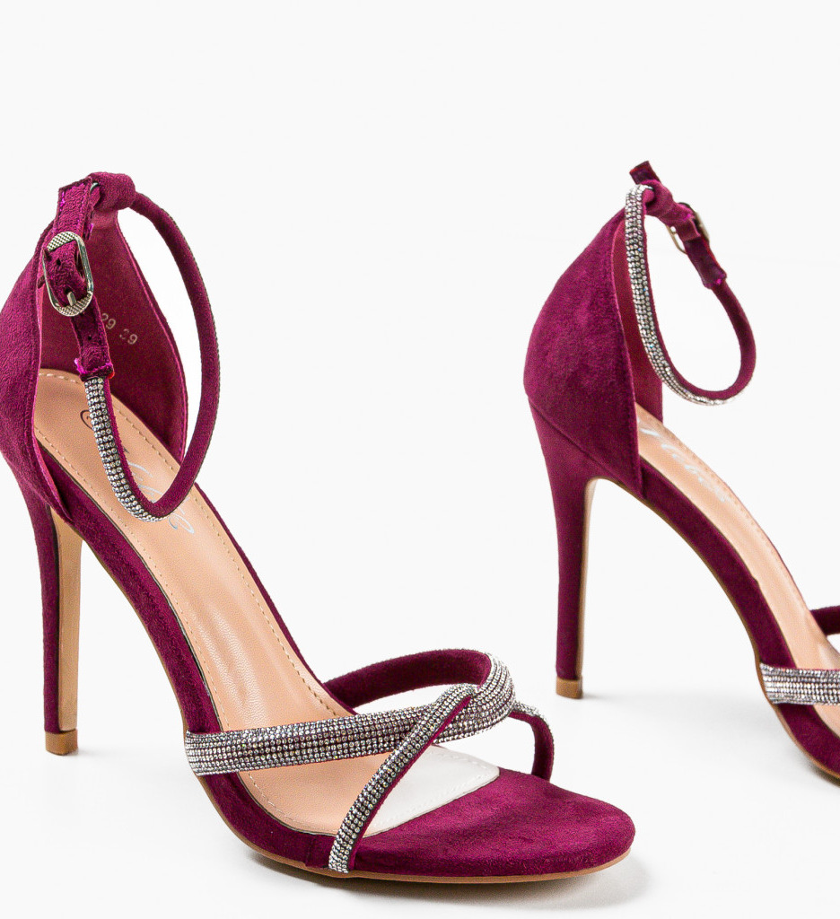 Sandale Tigan Mov Elegante cu Toc - imagine 8