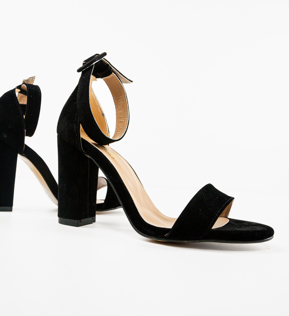Sandale Hustony Negre cu Toc Elegant - imagine 6
