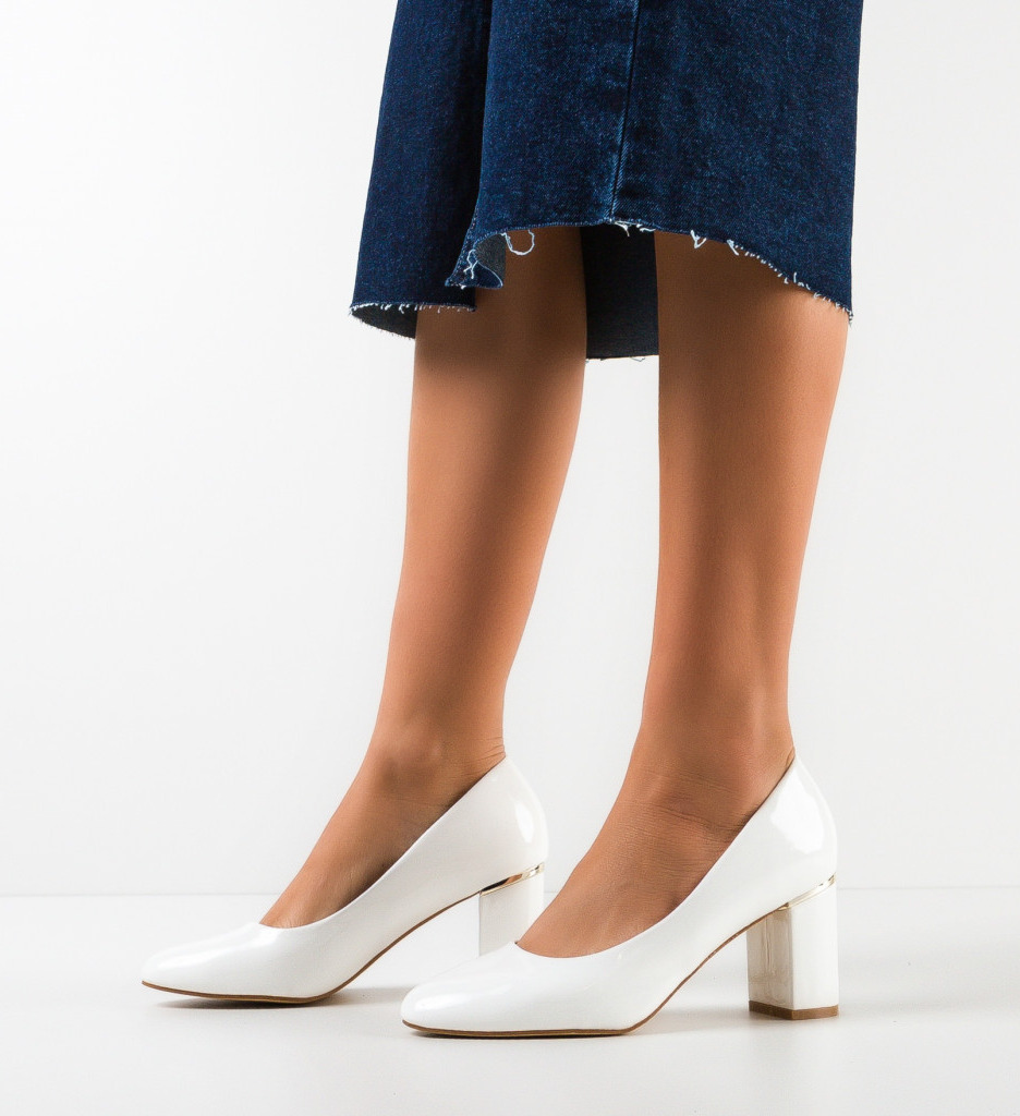 Pantofi dama Roach Albi cu toc elegant