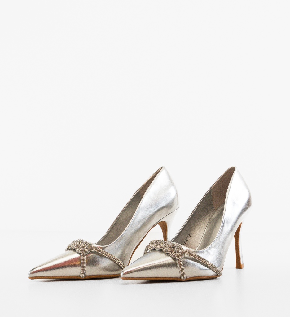 Pantofi Stiletto Dama Argintii Abrams - Eleganță - imagine 4