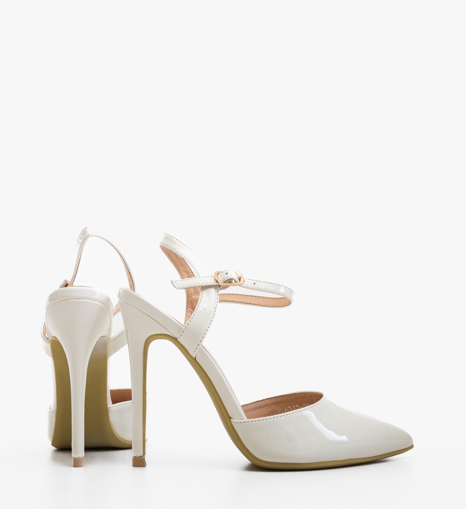 Pantofi Stiletto Dama Albi Eleganți - imagine 5