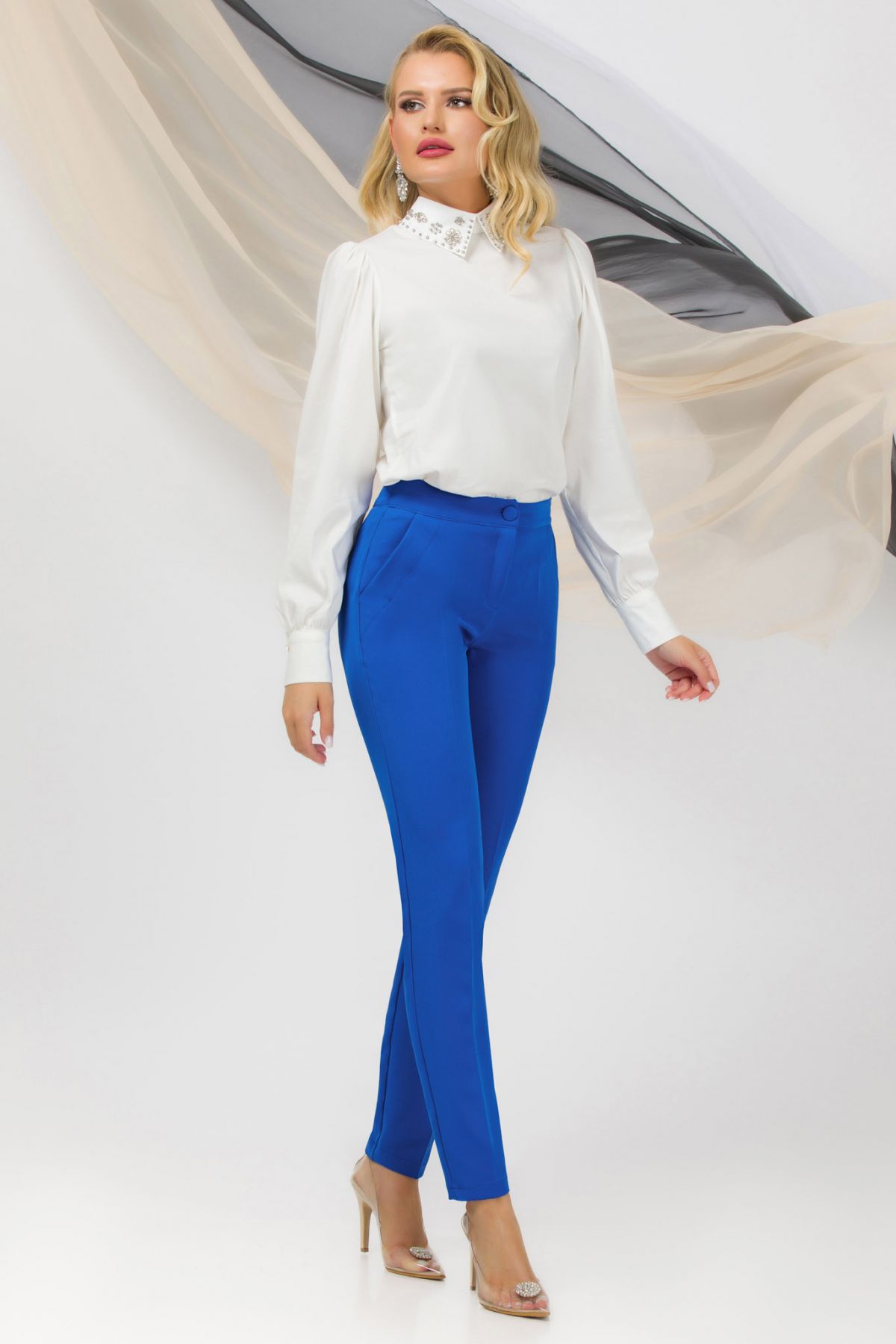 Pantaloni Office Pretty Girl Albastru Elegant