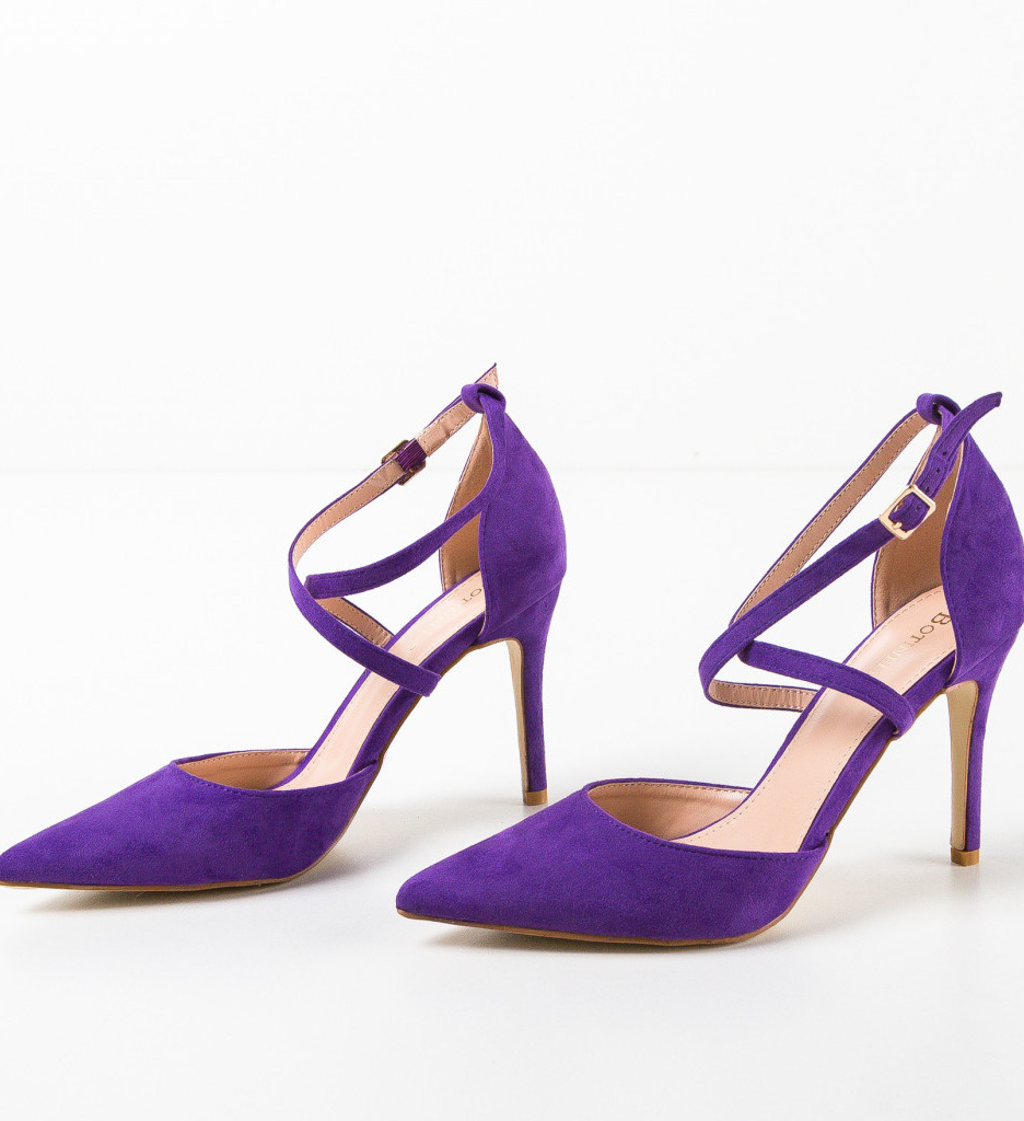 Pantofi dama Spatio Mov eleganti cu toc - imagine 7