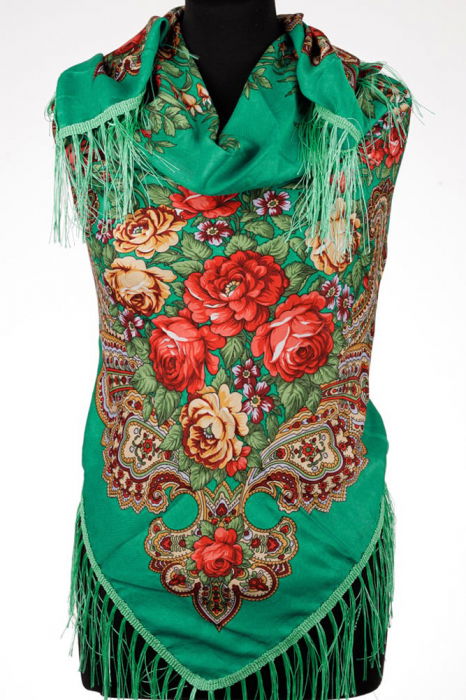 Esarfă Pavlovo Posad Shopika | Trandafiri Verde