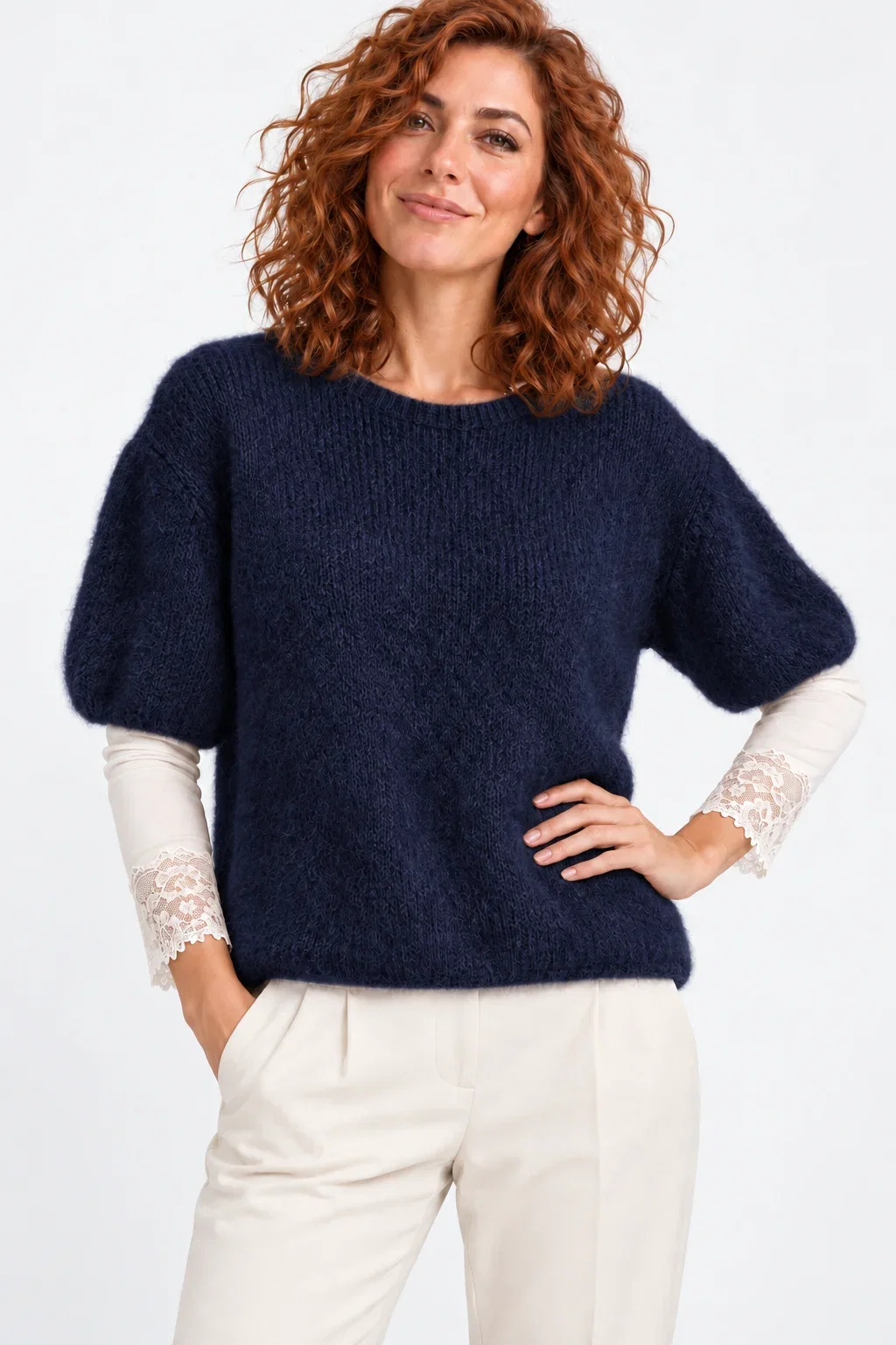 Pulover Pufos din Mohair Bleumarin | Shopika - imagine 2