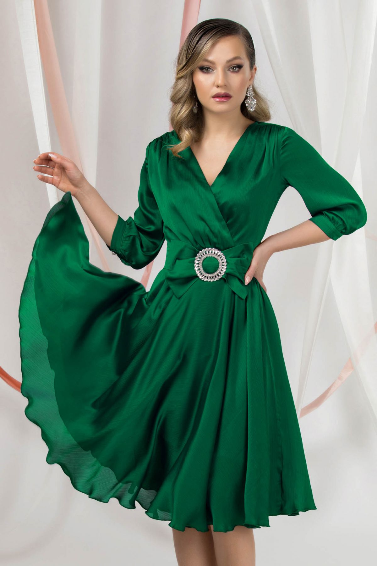 Rochie Pretty Girl Verde Elegantă de Ocazie - imagine 1