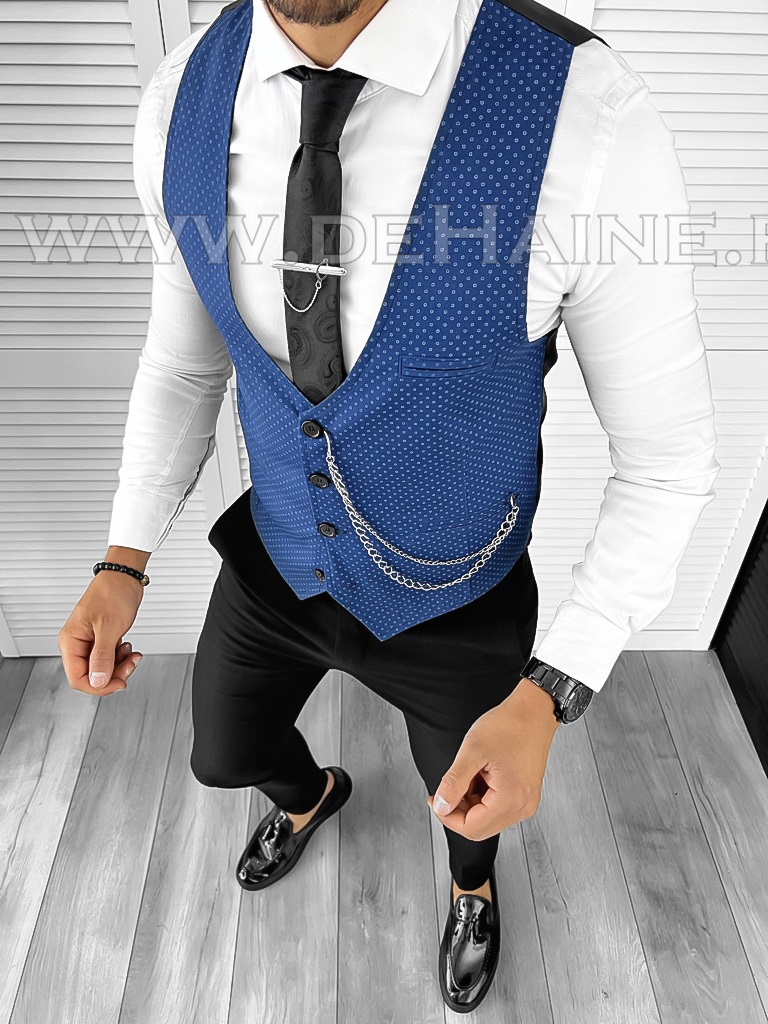 Vesta Barbati Albastra Eleganta Slim Fit