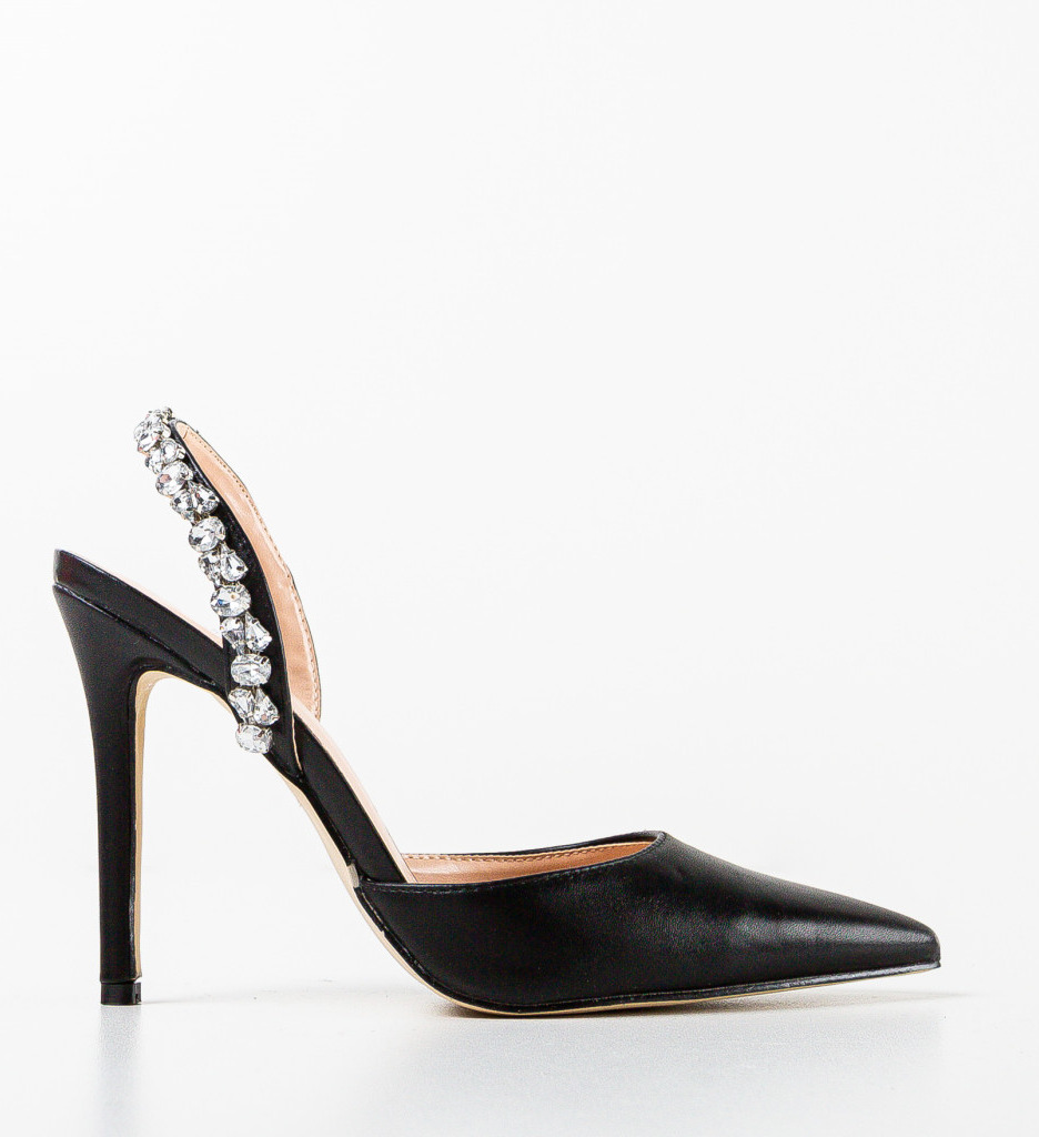 Pantofi Dama Tarwe Negri Eleganți cu Toc - imagine 4