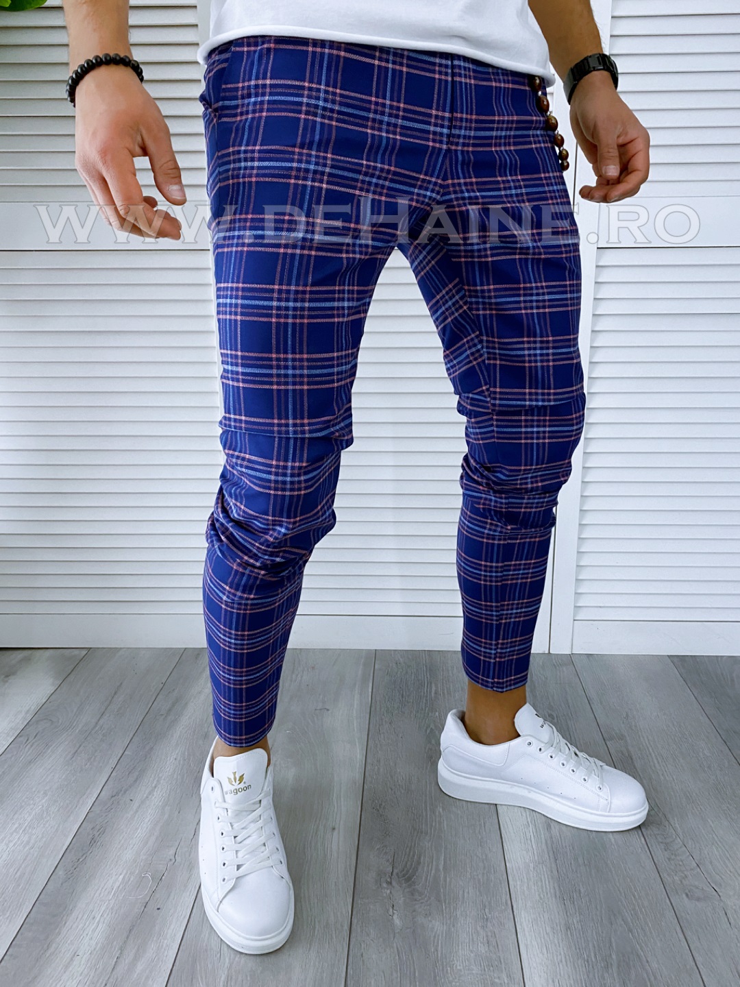 Pantaloni barbati casual carouri regular fit