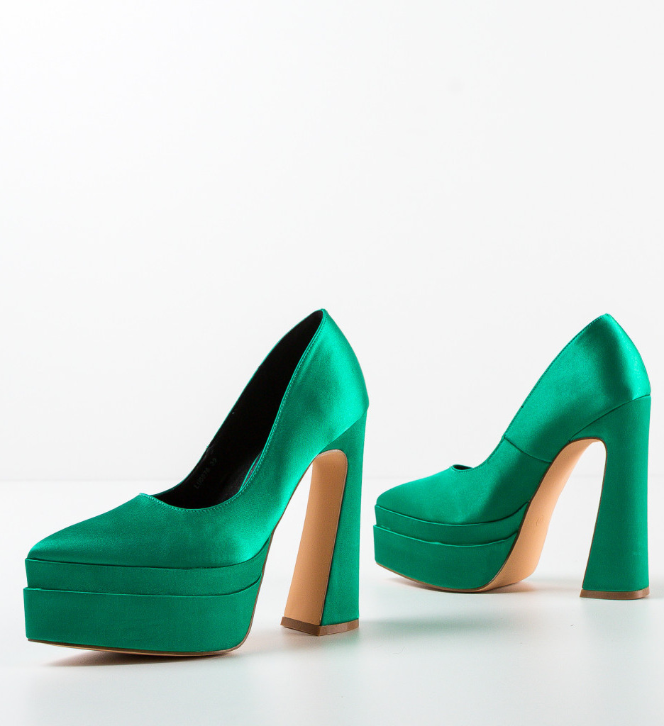 Carweb Pantofi Verzi cu Toc Eleganți - imagine 7