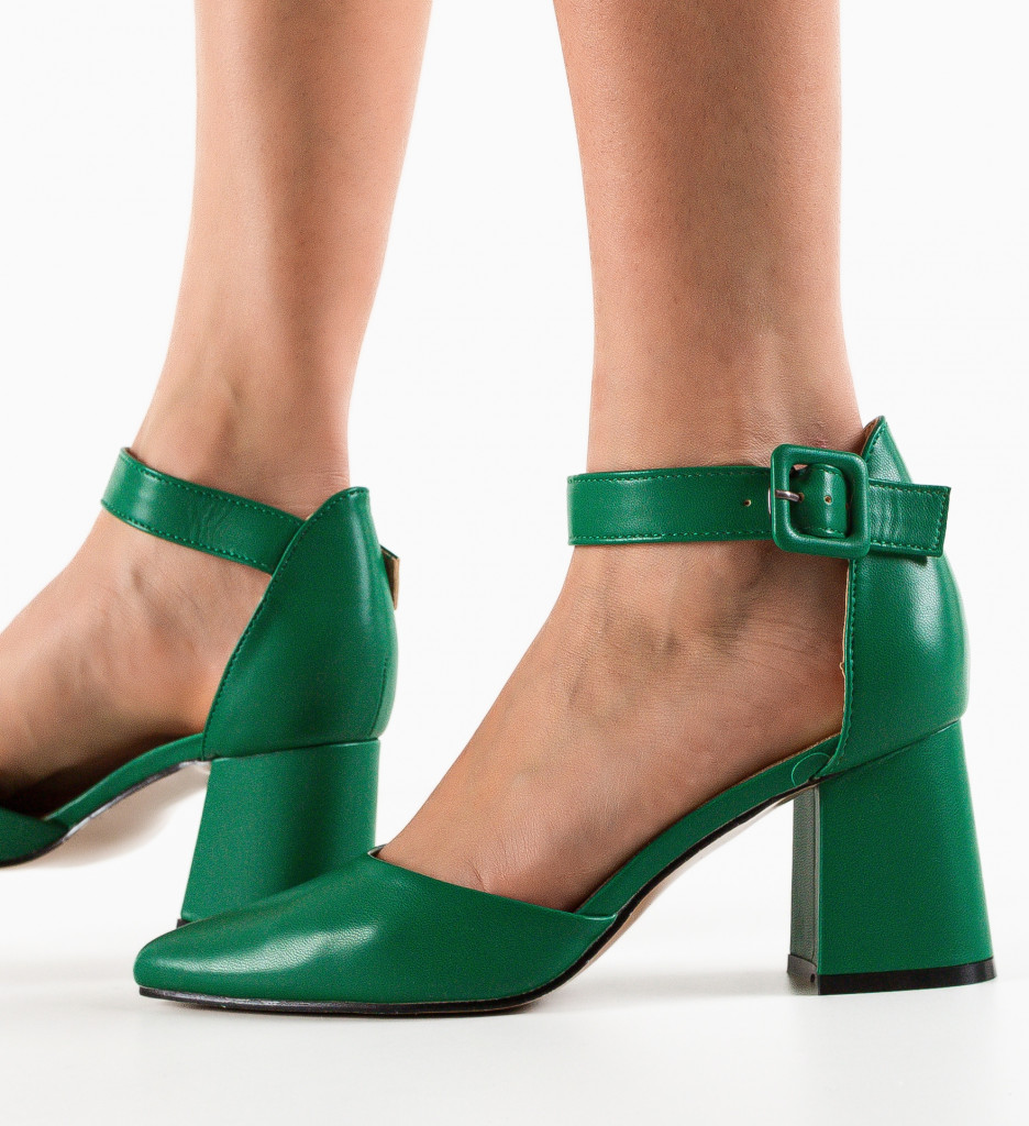 Pantofi Dama Avitus Verzi cu Toc Eleganți - imagine 5