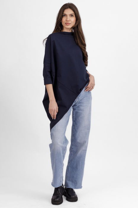 Bluza Bleumarin Asimetrică Shopika - Talie Unică