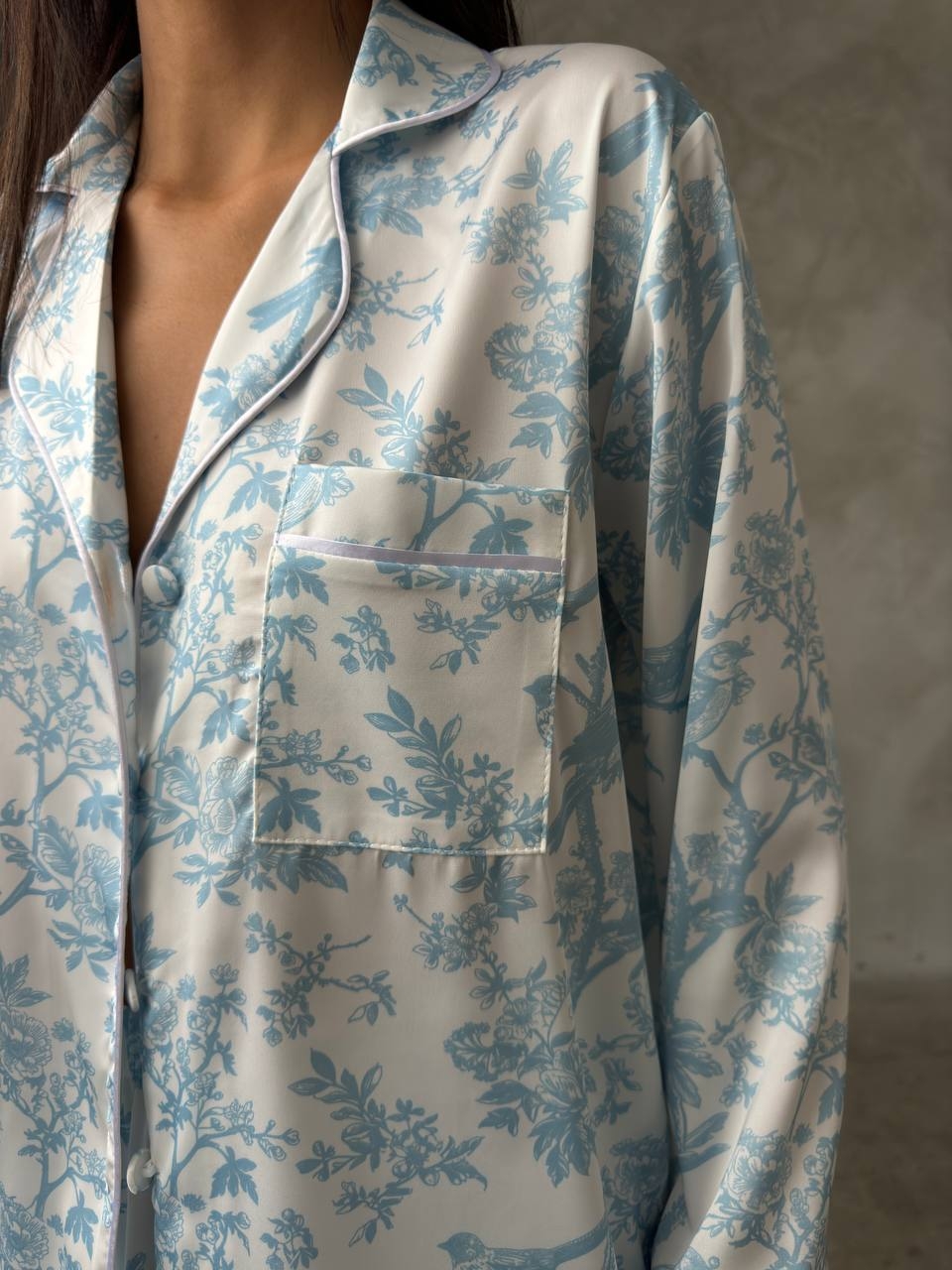 Pijama Dama 2 Piese Delis Satin Mat Floral - imagine 3