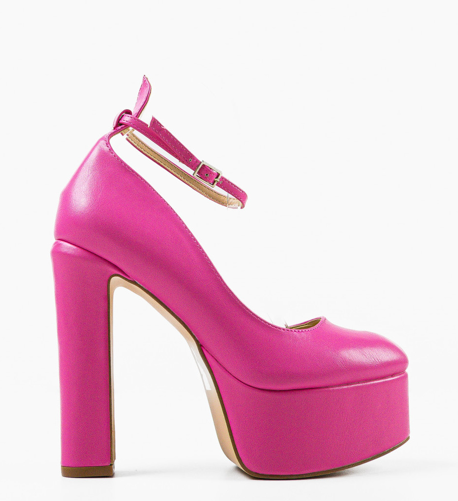 Pantofi Thornton Roz cu Toc Elegant - imagine 4