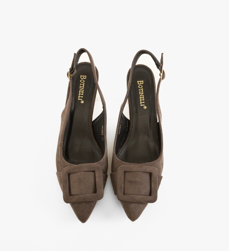 Pantofi Luleo Gri cu Toc Eleganți - imagine 5