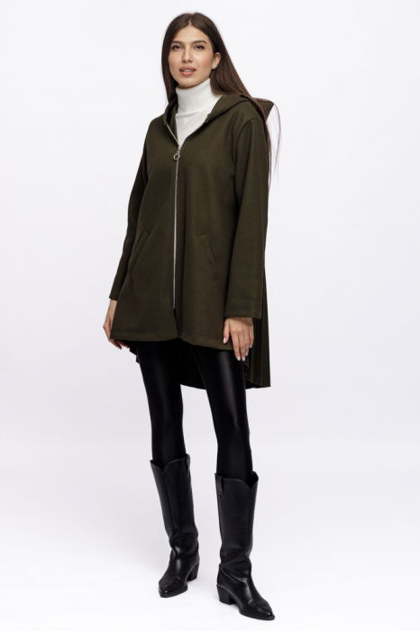 Jacheta Shopika Kaki cu Glugă și Pliseu