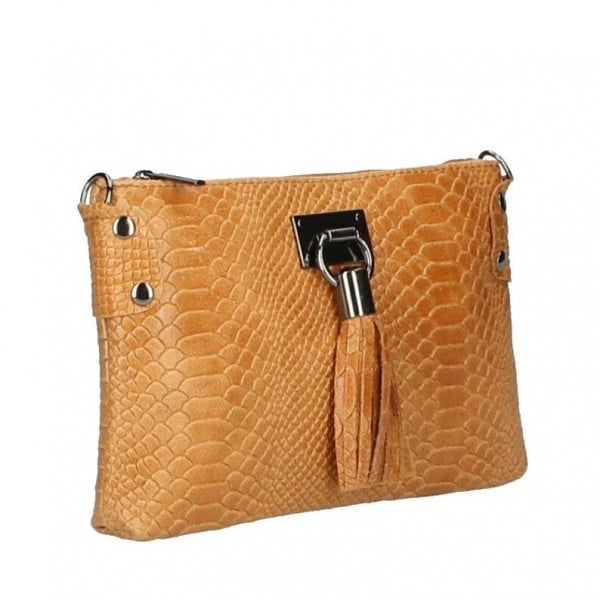 Geanta Dama Delis Piele Naturala, Culoare Cognac - imagine 3