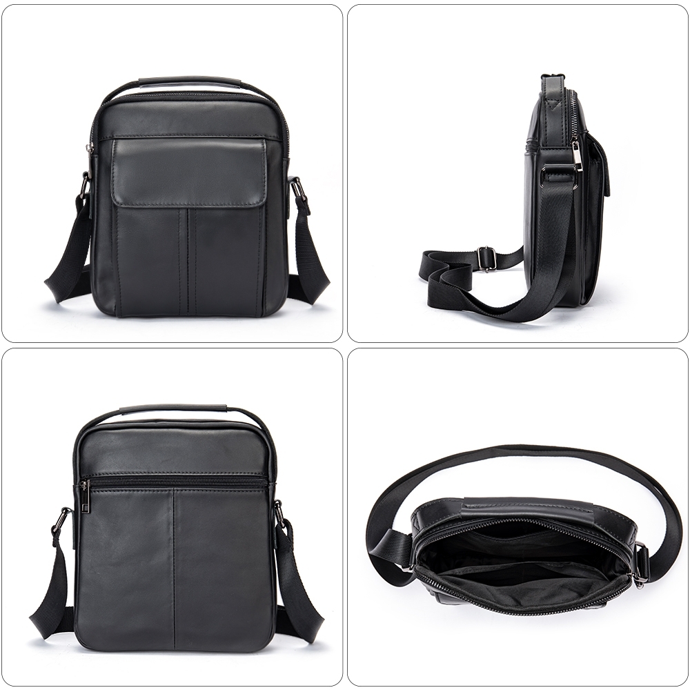 Geanta de umar barbati Khaiel GT3904, piele naturala, neagra - imagine 5