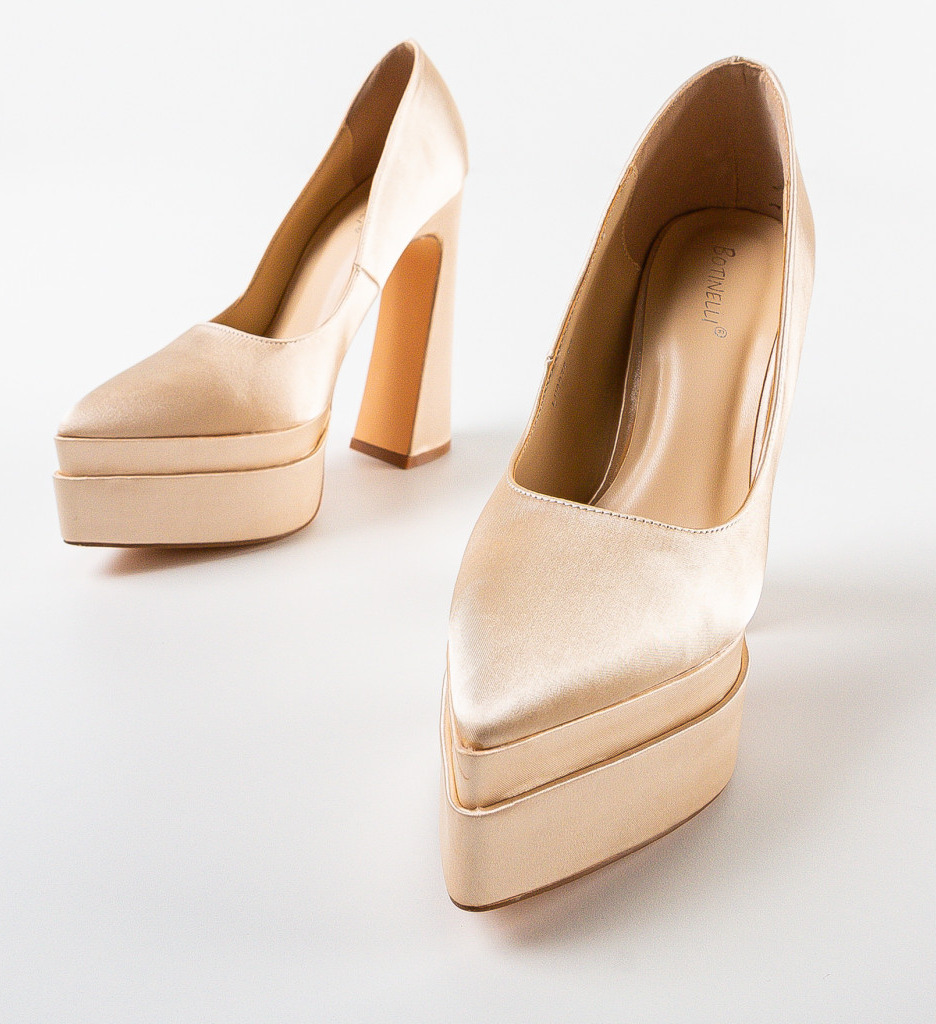 Pantofi Dama Carweb Bej Eleganți cu Toc - imagine 5