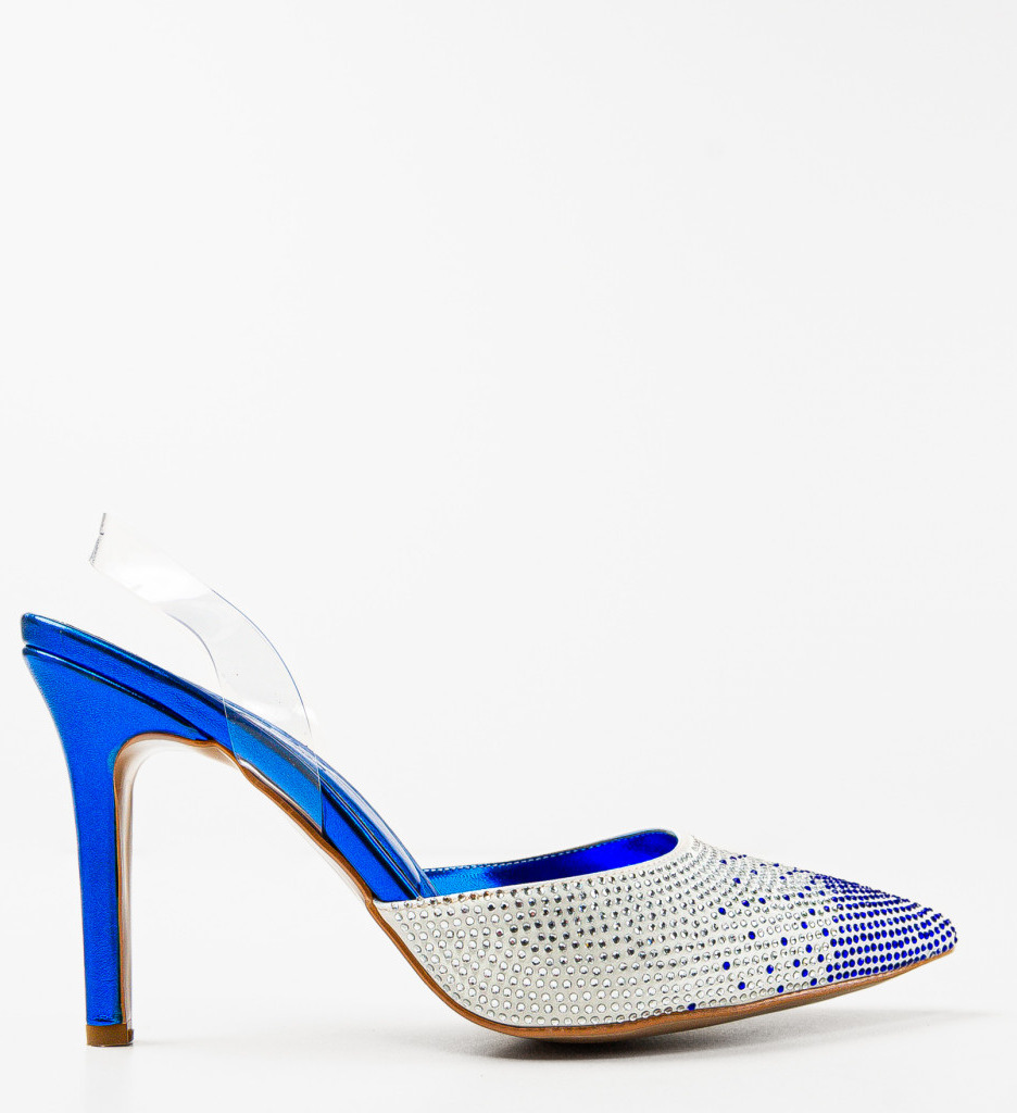 Pantofi dama Meray albastri cu toc elegant - imagine 6