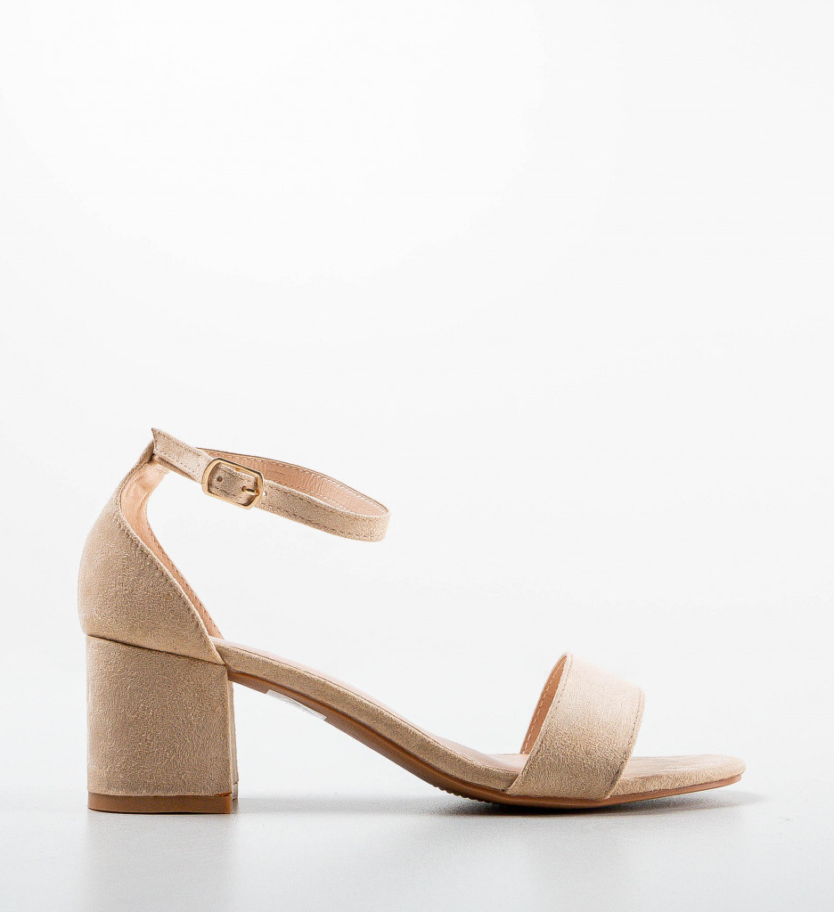 Sandale Banat Bej Elegante cu Toc - imagine 4