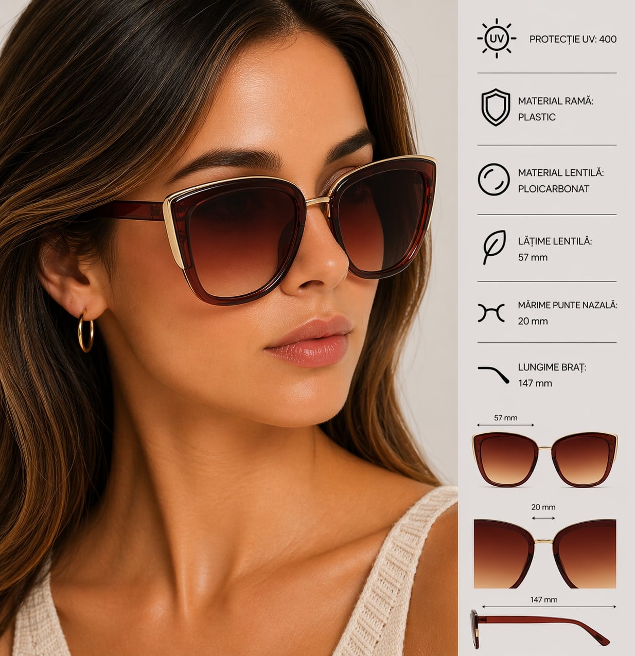 Ochelari de soare Picadili SG112 Maro - imagine 2